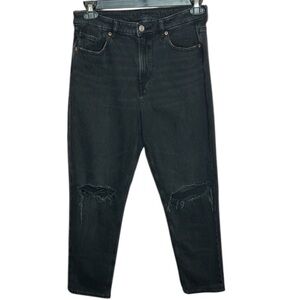 ⚜️ American Eagle Black Distressed Knee Straight Leg Jeans. Size 10